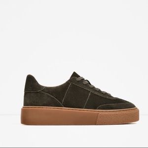 Zara suede green sneakers